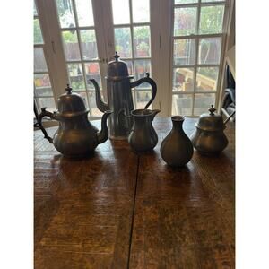 Pewter Coffee/Tea Set by John Somers, Brazil - Vintage Colonial 6 piece